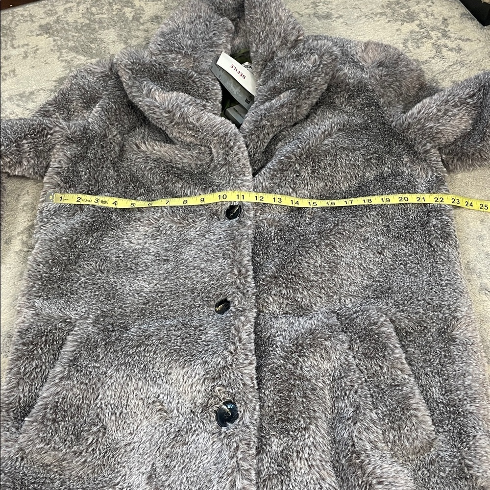 NWT Zadig & Voltaire Monacoco Faux Fur Coat Longline Trench Gray Sz L - Picture 11 of 16